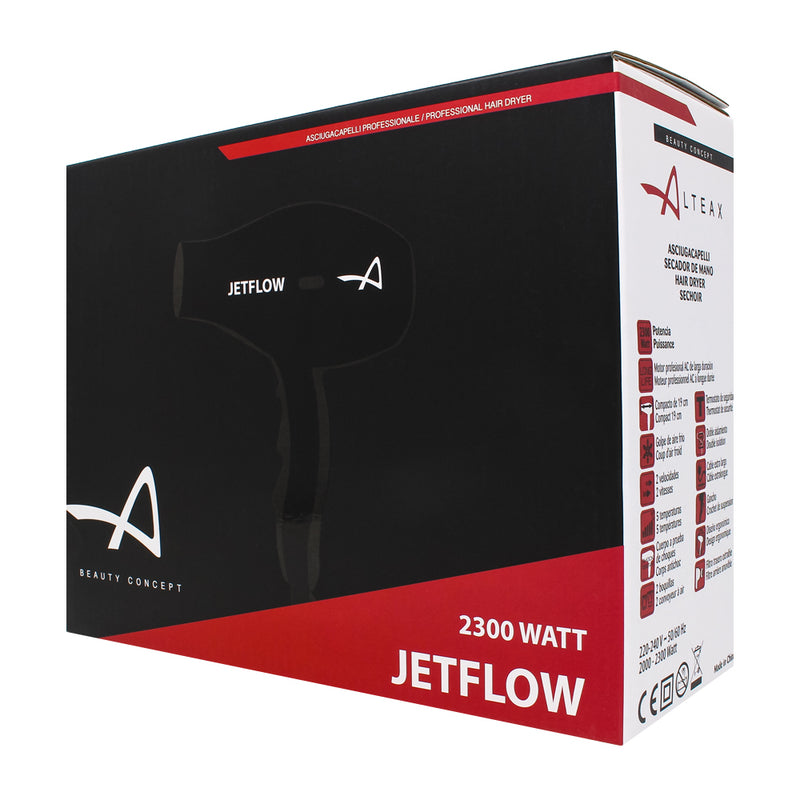 Altéax Jetflow Phon Capelli Professionale 2300W con Motore AC Lunga Durata, Termostato di Sicurezza, 3 temperature e 2 velocità - Omaggio Mantella Parrucchiere