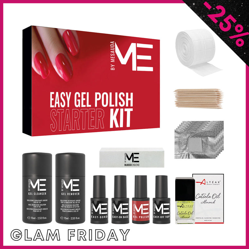 MESAUDA ME Kit Semipermanente Unghie Starter Me Easy Gel Polish Red Edition + Accessori