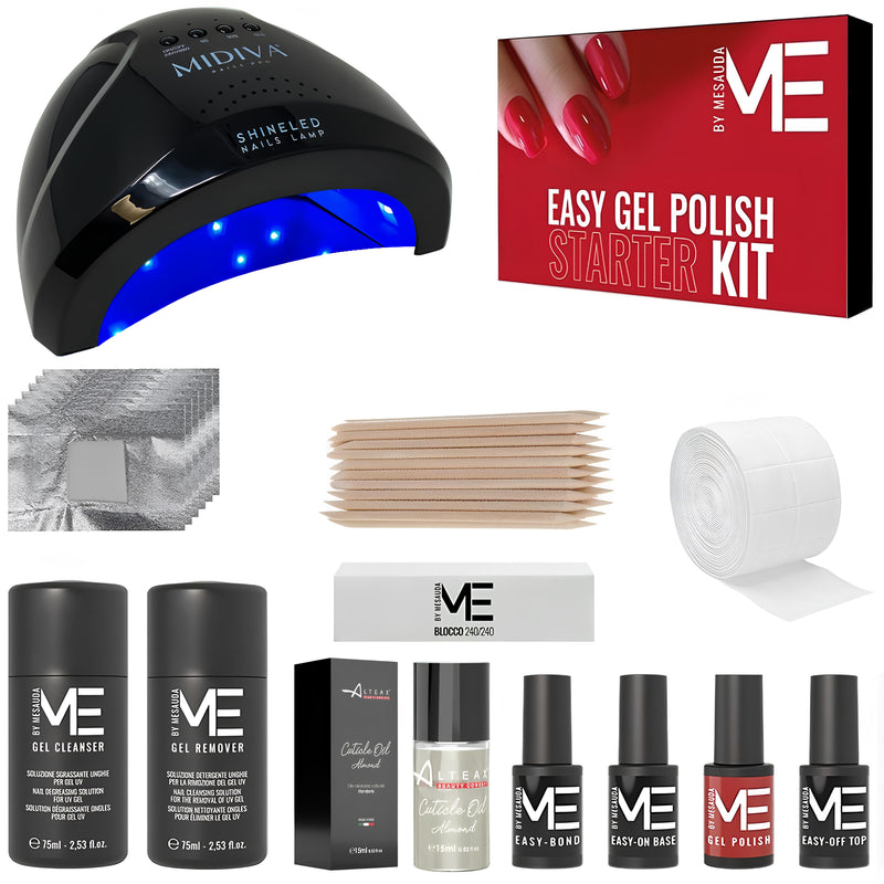 MESAUDA ME Kit Semipermanente Unghie Starter Me Easy Gel Polish Red Edition + Fornetto LED 48W