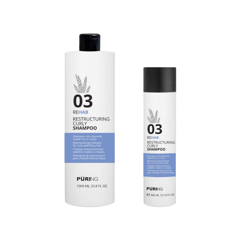 PURING Rehab Restructuring Curly Shampoo Ristrutturante per Capelli Ricci e Crespi Formati da 300/1000ml