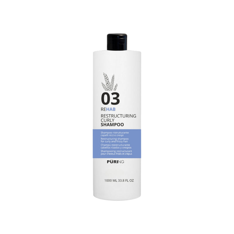 PURING Rehab Restructuring Curly Shampoo Ristrutturante per Capelli Ricci e Crespi Formati da 300/1000ml